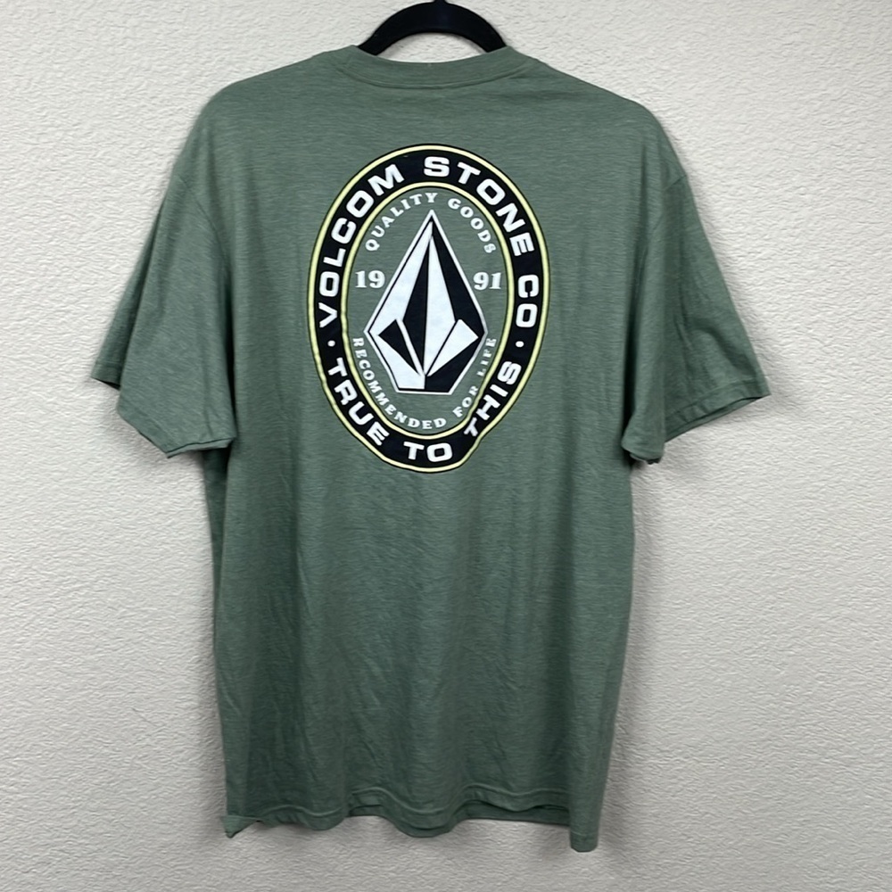 Volcom True To This Graphic Tee T Shirt Short Sleeve Green Skater Sz L - Picture 3 of 9